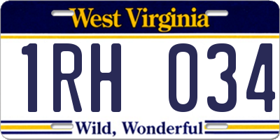 WV license plate 1RH034