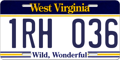 WV license plate 1RH036