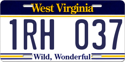 WV license plate 1RH037