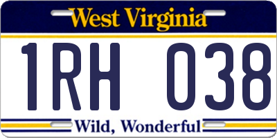 WV license plate 1RH038