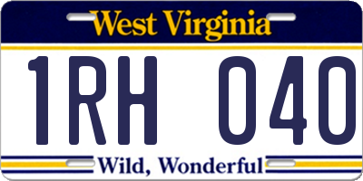WV license plate 1RH040