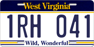 WV license plate 1RH041