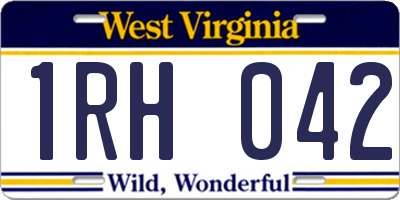 WV license plate 1RH042