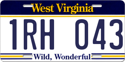 WV license plate 1RH043