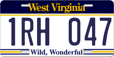 WV license plate 1RH047