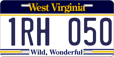 WV license plate 1RH050