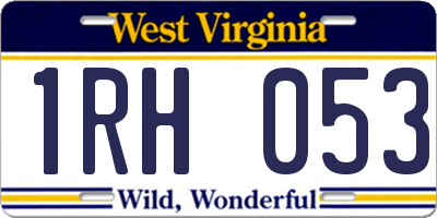 WV license plate 1RH053