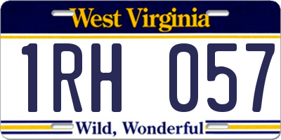 WV license plate 1RH057
