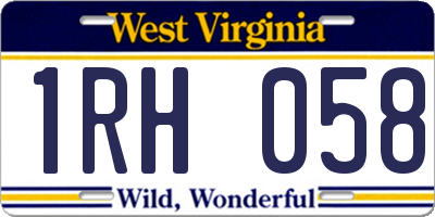 WV license plate 1RH058