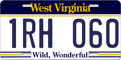 WV license plate 1RH060