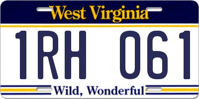 WV license plate 1RH061
