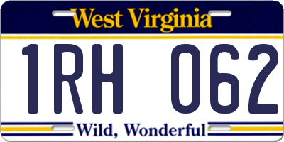 WV license plate 1RH062
