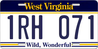 WV license plate 1RH071