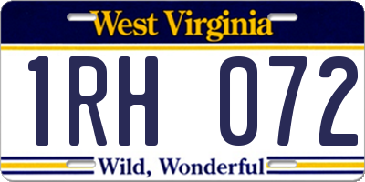 WV license plate 1RH072