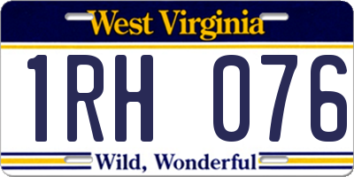 WV license plate 1RH076