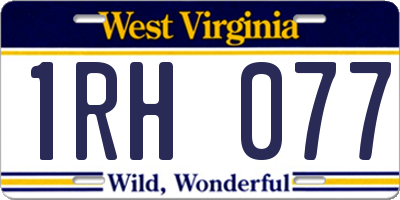 WV license plate 1RH077