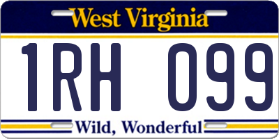 WV license plate 1RH099