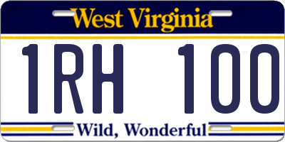 WV license plate 1RH100
