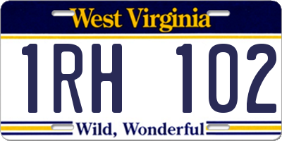 WV license plate 1RH102