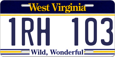 WV license plate 1RH103