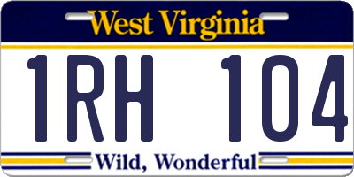 WV license plate 1RH104