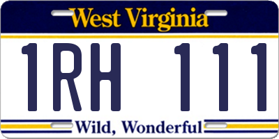 WV license plate 1RH111