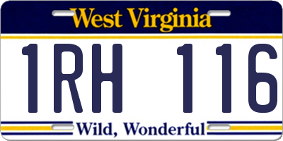 WV license plate 1RH116