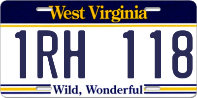 WV license plate 1RH118