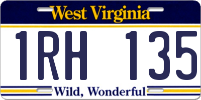 WV license plate 1RH135