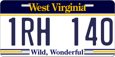 WV license plate 1RH140