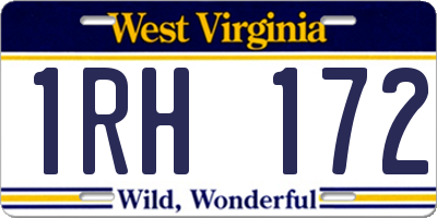 WV license plate 1RH172