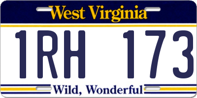 WV license plate 1RH173