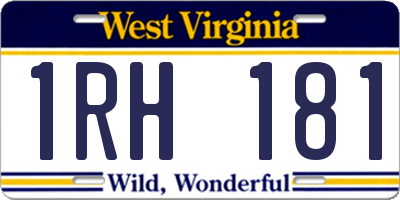 WV license plate 1RH181