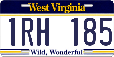 WV license plate 1RH185