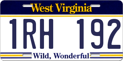 WV license plate 1RH192