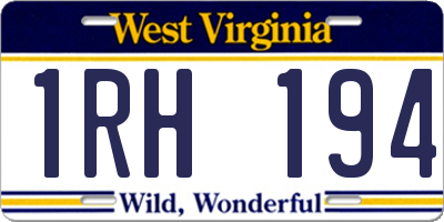 WV license plate 1RH194