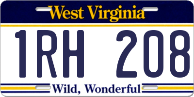 WV license plate 1RH208