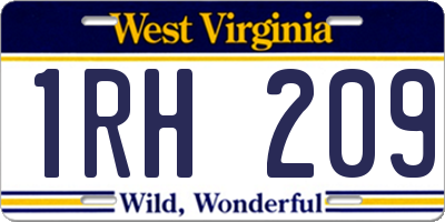 WV license plate 1RH209