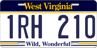 WV license plate 1RH210