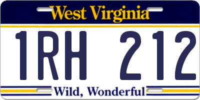 WV license plate 1RH212