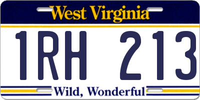 WV license plate 1RH213