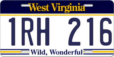 WV license plate 1RH216
