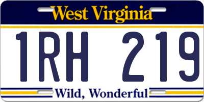 WV license plate 1RH219