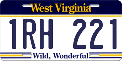 WV license plate 1RH221
