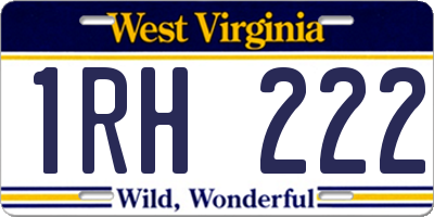 WV license plate 1RH222