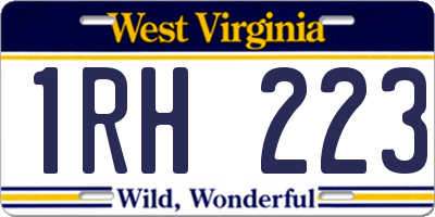 WV license plate 1RH223