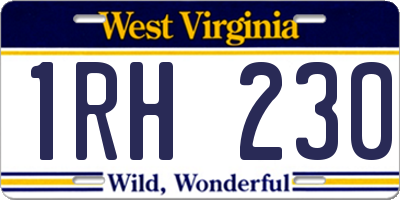 WV license plate 1RH230