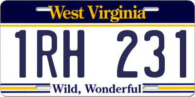 WV license plate 1RH231