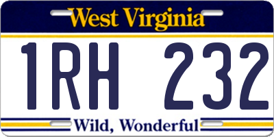 WV license plate 1RH232