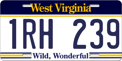 WV license plate 1RH239